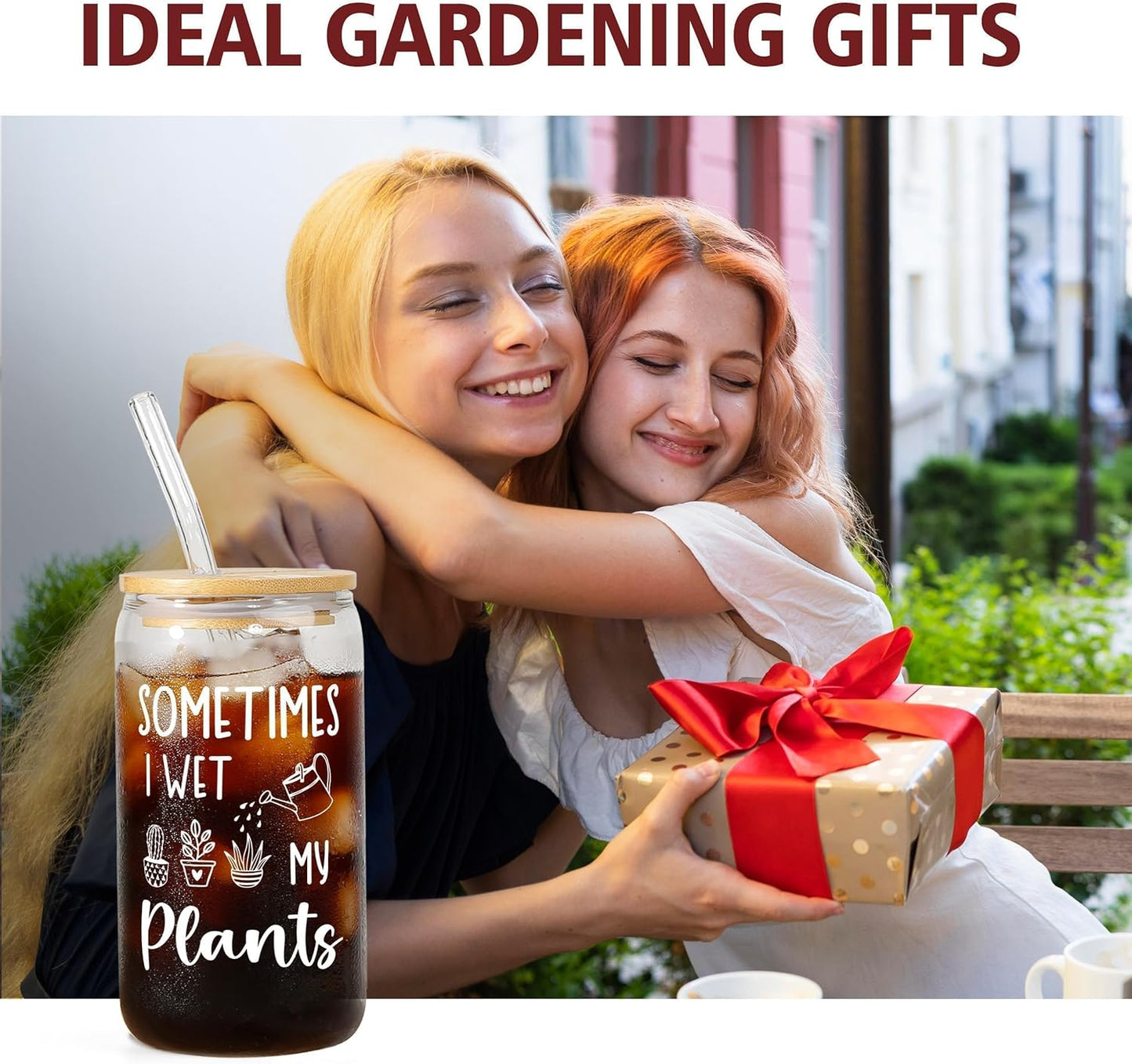 SteadStyle Plant Lover Gifts for Women, Garden Present for Plans Lovers - Glass Drink Cup with Bamboo Lid & Straw (16oz), Unique Plant Lady Gifts for Gardeners Birthday Graduation Christmas