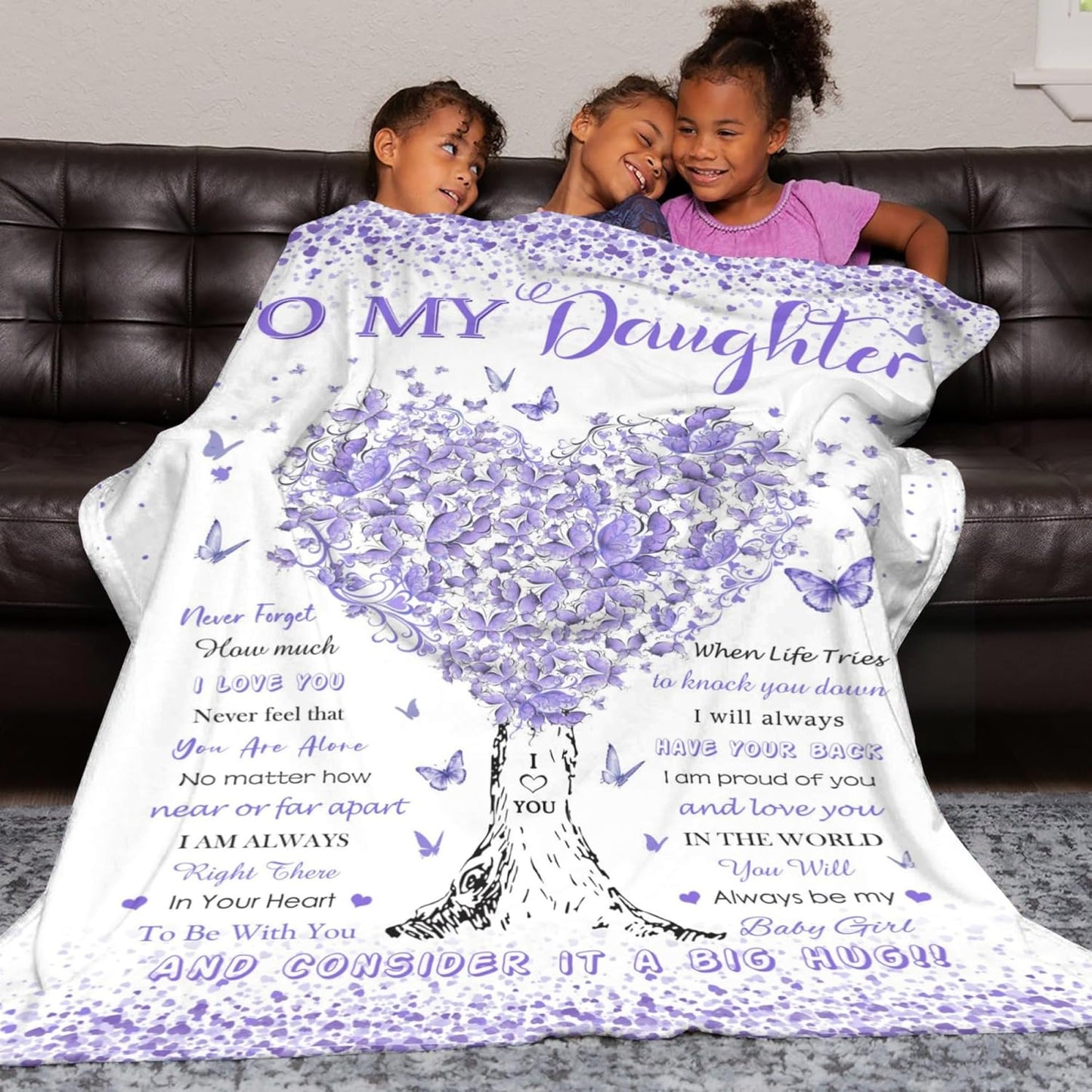 Daughter Gifts from Mom Dad, Birthday Gifts for Daughter, Unique Fun Purple Tree Girl Throw Blanket Gift for Graduation Christmas Quinceanera Super Soft Warm Comfy Plush Flannel Fleece Blanket 60"x50"