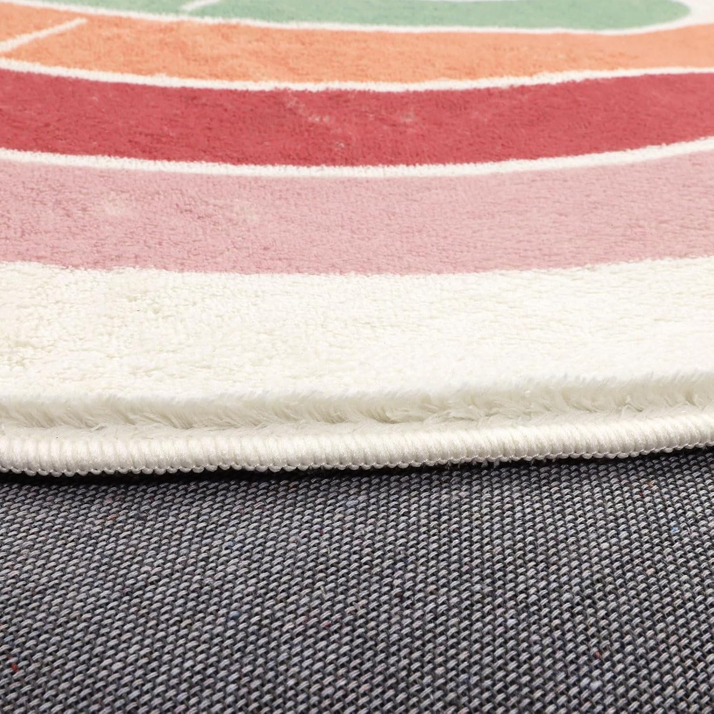 Topotdor Boho Rainbow Round Rug,Washable Kids Rug Ultra Soft Colorful Nursery Rug for Calming Corner Home Bedroom Playroom Decor,47" Round