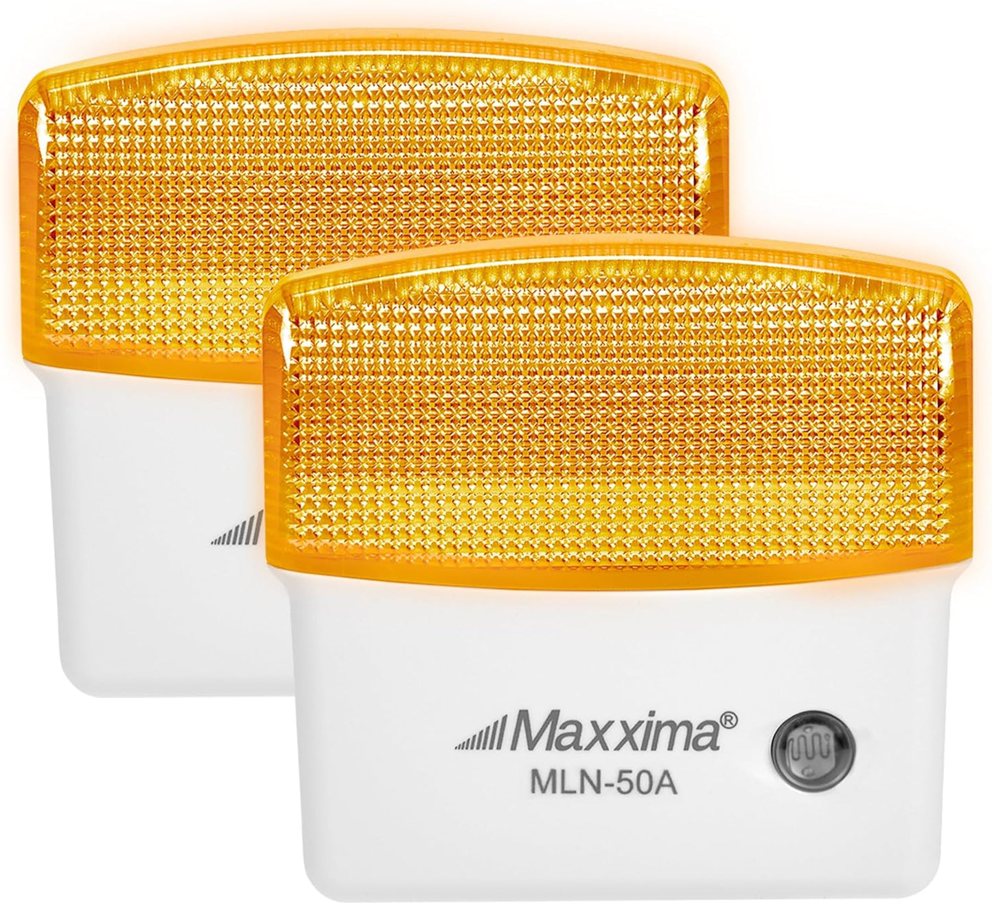 Maxxima LED Night Light with Dusk to Dawn Sensor - Featuring 25 Lumens, Plug In, Ideal for Bedrooms, Bathrooms, Basements, Hallways, and Senior Living, Amber Light - 2 Pack