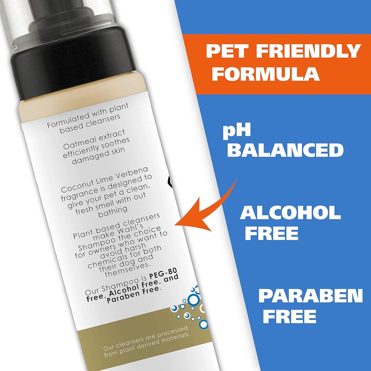 Wahl USA Pet Friendly Waterless No Rinse Shampoo for Animals - Coconut Lime Verbena Scent – Oatmeal Formula Cleans, Conditions, Detangles & Moisturizes Dogs Fur – 7.1 Oz - Model 820015A