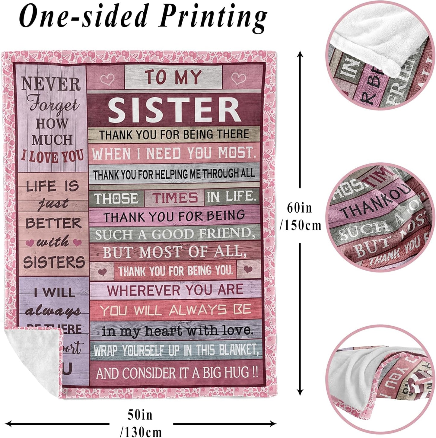 XALAZY Christmas Sister Gifts Blanket 50" X 60", Sister Birthday Gifts for Women, Big Sister Gifts for Girls, Sisters Gifts from Sis, Sis Christmas Prensent Throw