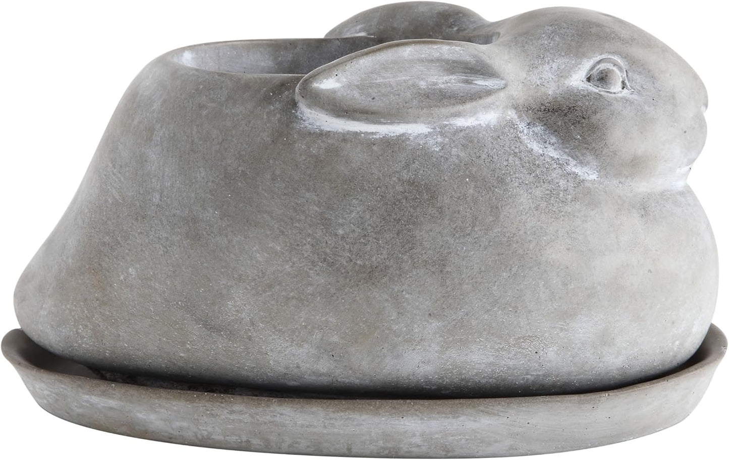 Creative Co-Op Cement Rabbit Planter with Saucer (Set of 2 Pieces)