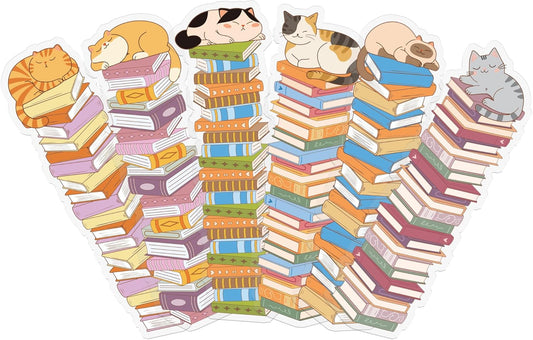 Cute Cats Bookmark Gifts - 6 Pcs Cartoon Animals Bookmarks for Kids Women Book Lovers Funny Cats Books Marks Page Clips Bookish Gift for Birthday Christmas Classroom Reading Accessories