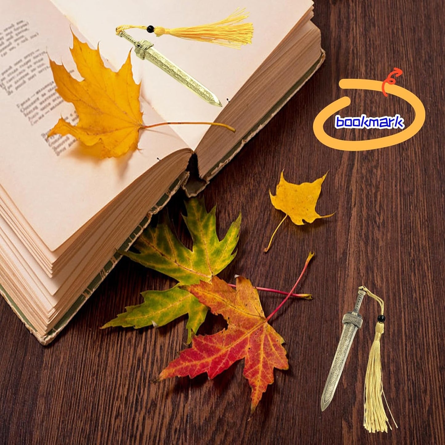 Sword Bookmark, Metal Bookmark, Bookmarks with Tassels, Your Reading Assistants, Classroom Prizes, Men Bookmarks, Office School Library Bookstore Home (Bronze)
