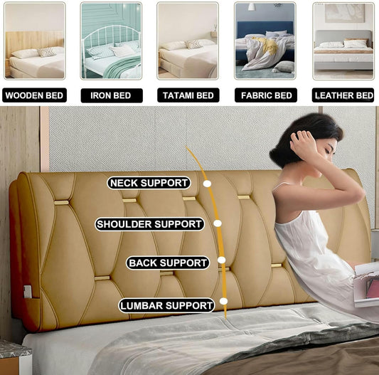 AMNOOL Wipeable Rectangle Pillow Headboard Pillow Large Backrest Solid Color Removable Pillowboard Dorm Day Bed Headboard Cushion for Resting and Reading