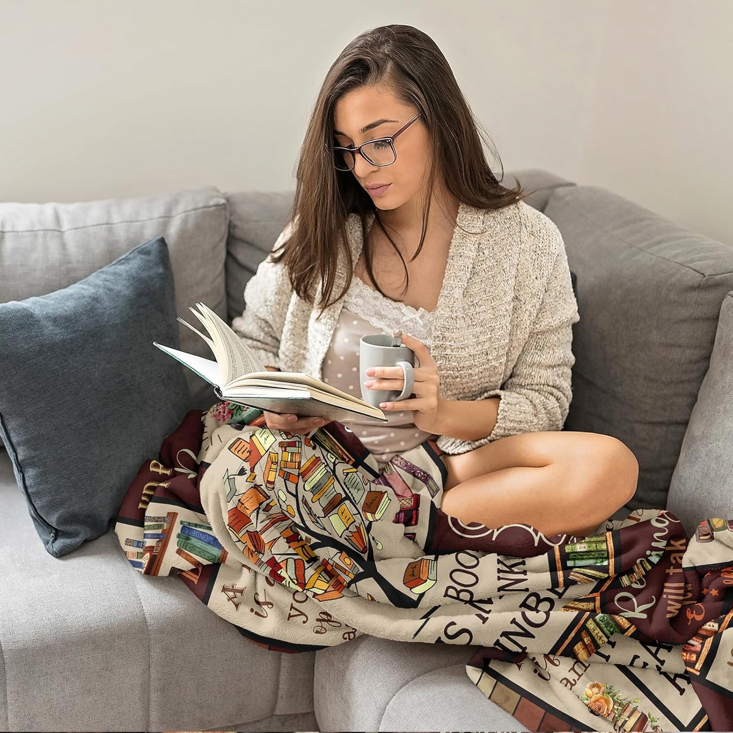 Book Lovers Gifts,Teacher Appreciation Gifts for Women, Book Accessories for Reading Lovers Blanket 60"x50", Reading Gifts, Reading Accessories for Book Lovers, Readers & Librarians Gift Ideas