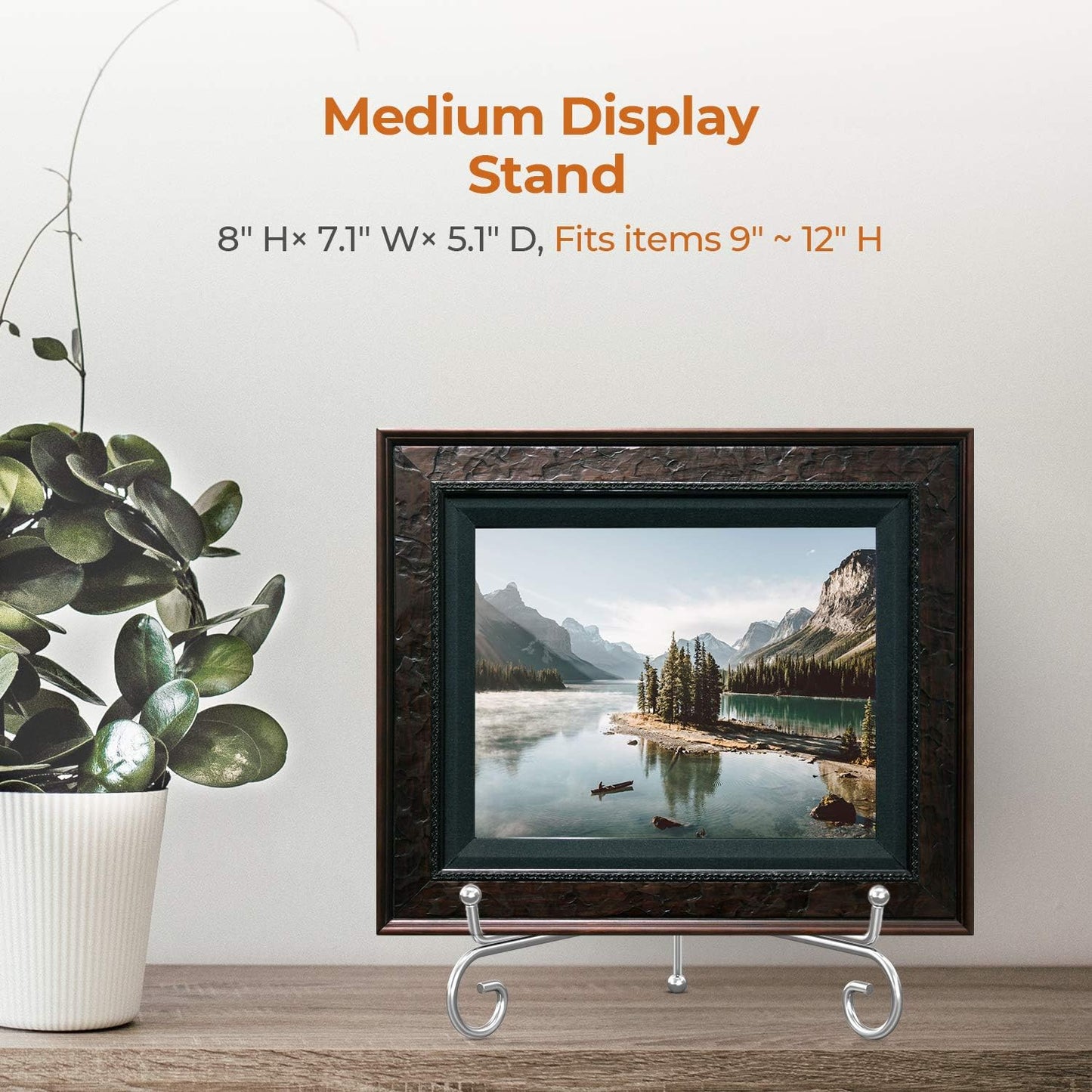 TR-LIFE Plate Stands for Display - 8 Inch Holder + Metal Easel Stand for Picture Frame, Decorative Plates, Photo, Book, Collectibles (Silver 2 Pack)