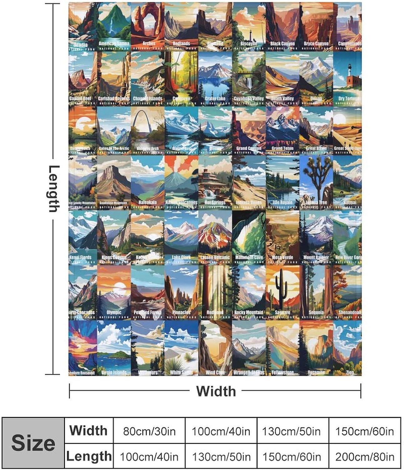 National Park Blanket Abstract Nature Landscape Forest Blanket Gift for Bedroom Office Living Room 50x60 Inch