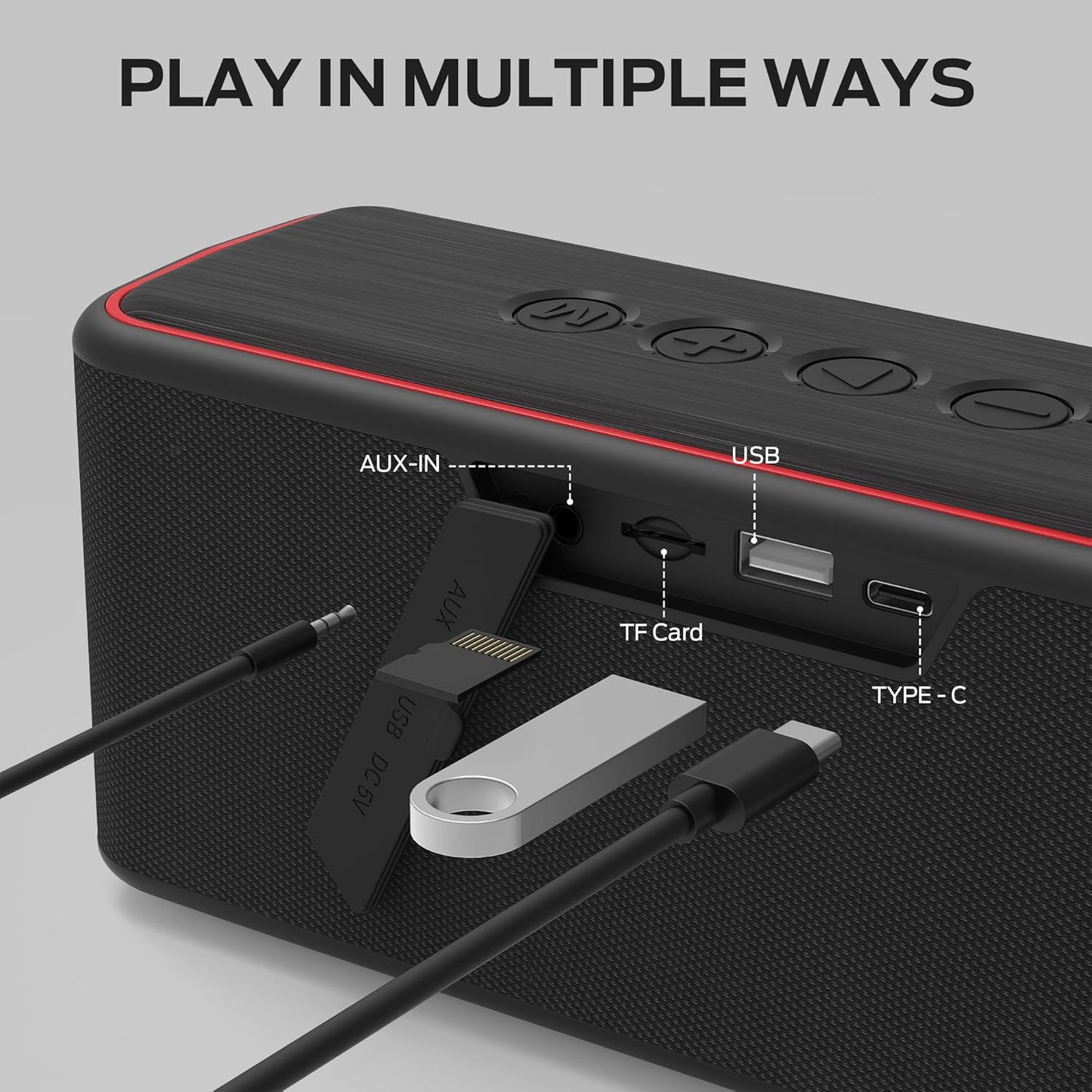 Monster Shock Plus Bluetooth Speaker,Portable Speaker with 40W Loud Stereo Sound, Bluetooth 6.0,TWS Pairing, 20H Playtime,Support AUX/TF Card,IPX6 Waterproof Wireless Speakers for Outdoor,Home,Travel