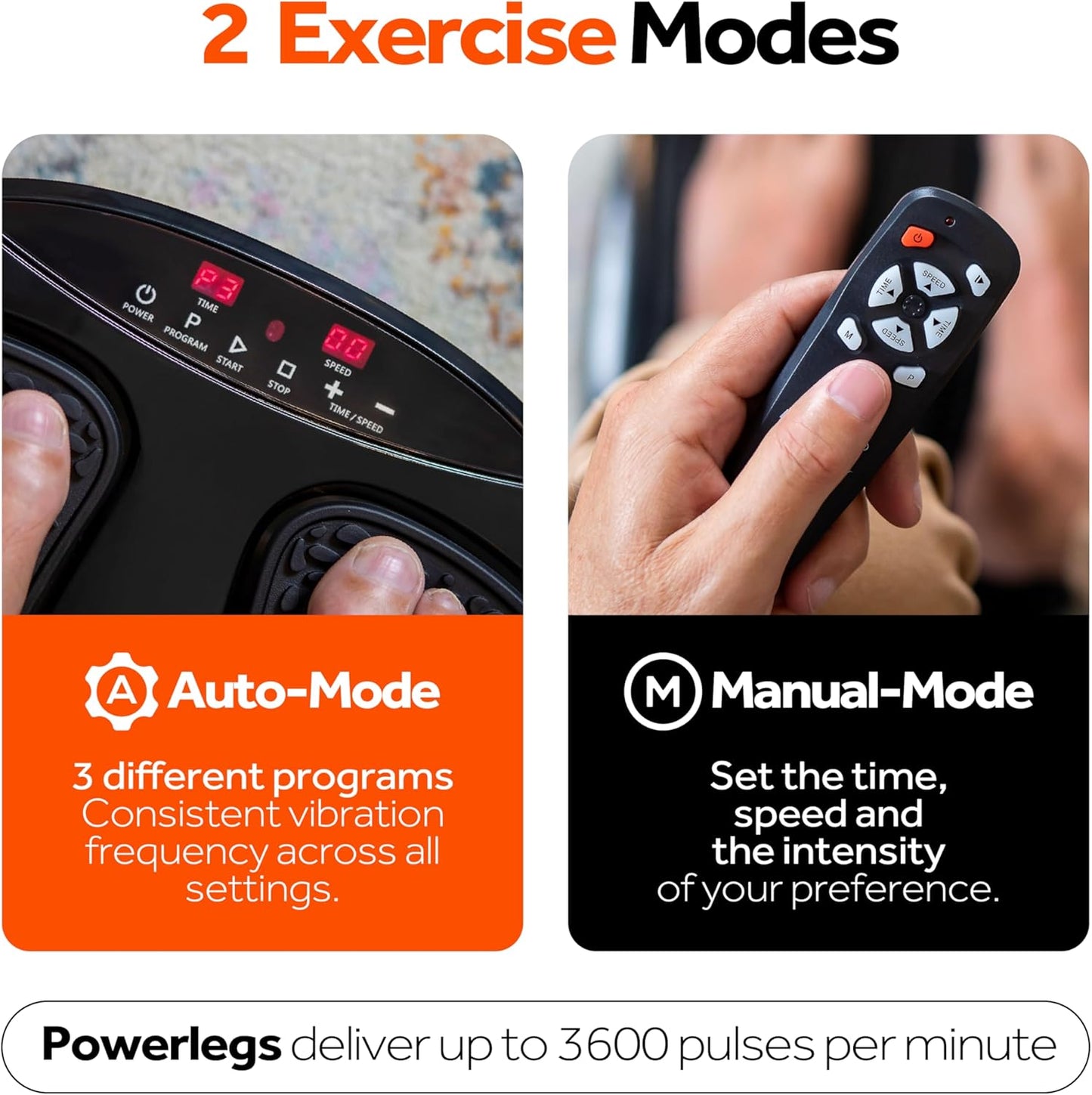 Power Legs Electric Foot Massager Machine with Remote Control, Adjustable Speed, Vibration - Calf Massager - Feet Massager for Neuropathy Pain Relief, Plantar Fasciitis, Leg Blood Circulation (Black)