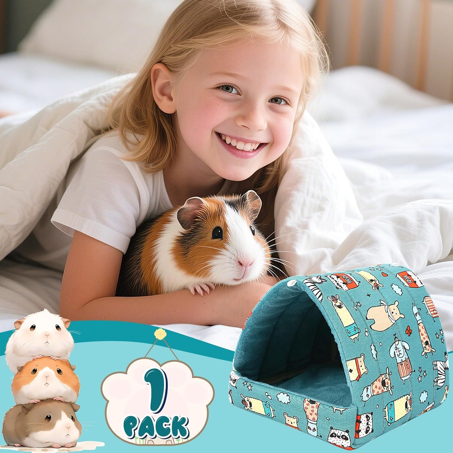 UPINS Guinea Pig Hideout,Guinea Pig Bed Houses Washable Small Animal House Cage Accessories for Dwarf Rabbits Chinchillas Hamsters Hedgehogs Ferrets Bearded Dragons and Rats