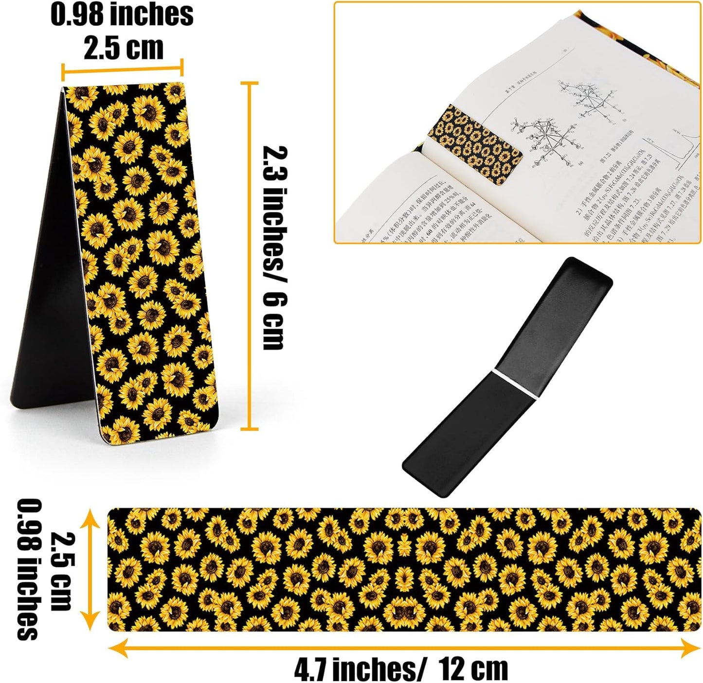 6 Pcs Stretchable Book Cover Jumbo Fabric Book Covers Protector Washable Reusable Protective Textbook Cover for Hardcover Textbooks up to 9 x 11 in with 6 Pieces Magnetic Bookmarks
