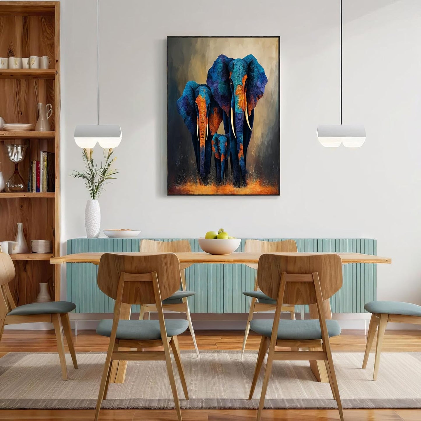 GDJSMIN Abstract Animal Texture Wall Art, Ferocious Elephant Pattern Poster for Reading Room Living Room Decor 12x 16 inch Unframed