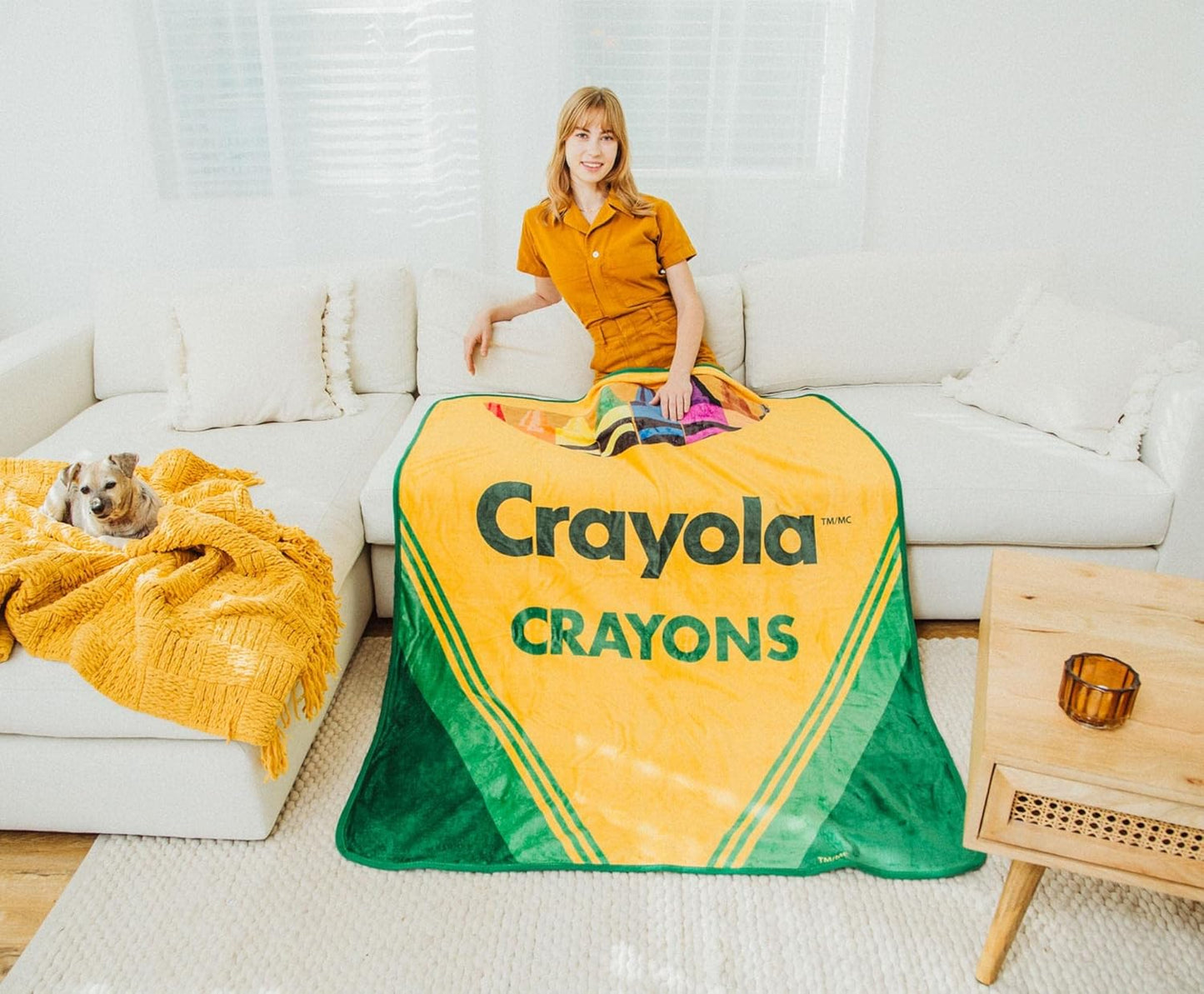 Crayola Crayon Box Retro-Style Fleece Throw Blanket | Plush Soft Cover for Sofa, Bed | 45 x 60 Inches