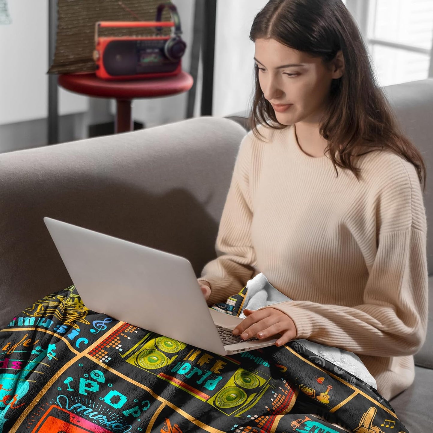 Music Blanket Gifts for Women Girls Soft Flannel Throw Blanket Musics Lovers Gifts Blankets for Kids Men Aults 50"X40"