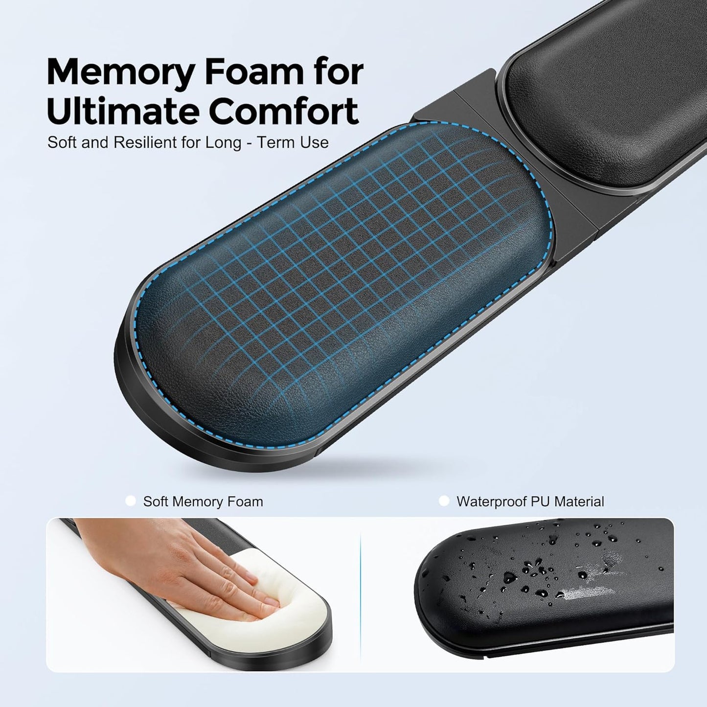 AboveTEK Keyboard Wrist Rest – Adjustable Angle & 25-Inch Length, Foldable Ergonomic Memory Foam Support for Computer, Laptop & Gaming – Non-Slip, Relieves Forearm & Elbow Pain for Typing & Mouse Use