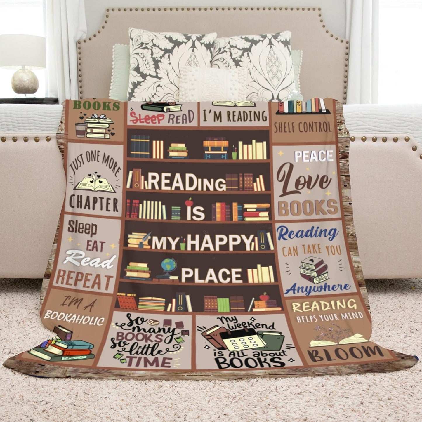 Book Lovers Gifts for Women, Book Lover Gift Ideas, Book Blanket, Gifts for Book Lovers, Reader, Librarian, Bookworm Gifts on Birthday Christmas Throw Blankets 50"x60"