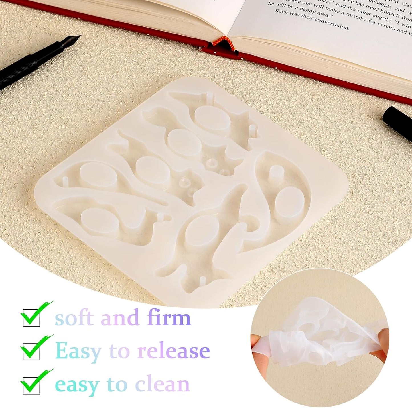 Thumb Book Page Holder Resin Mold, Book Page Holder Mold Reusable Bookmark Molds Handmade Thumb Bookmark Casting Molds for DIY Reading Accessory for BookLovers Readers Students
