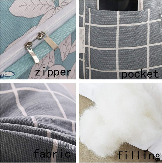 Reading Pillow Canvas Fabric Lumbar Support Cushions Extra Large Backrest for Home Office Travel 2 Color 10 Size Optional (Color : B Size: 45cmx30cmx55cm+55cmx33cmx33cm) (H:55cmx33cmx33cm)