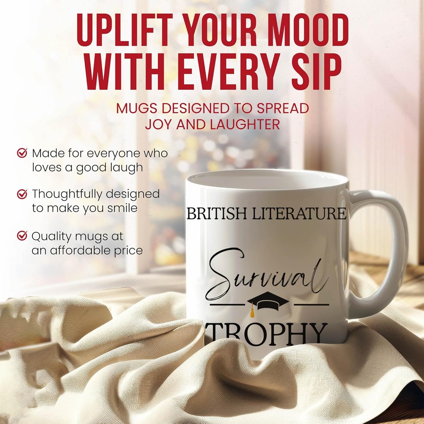 British Literature Graduation Mug - Literary Scholar Coffee Cup - Book Lover Funny Gift From Classmates - Novels Tea Mugs - Cups - 11 Oz Ceramic Gifts For Graduates, Birthday, Him, Her, Christmas