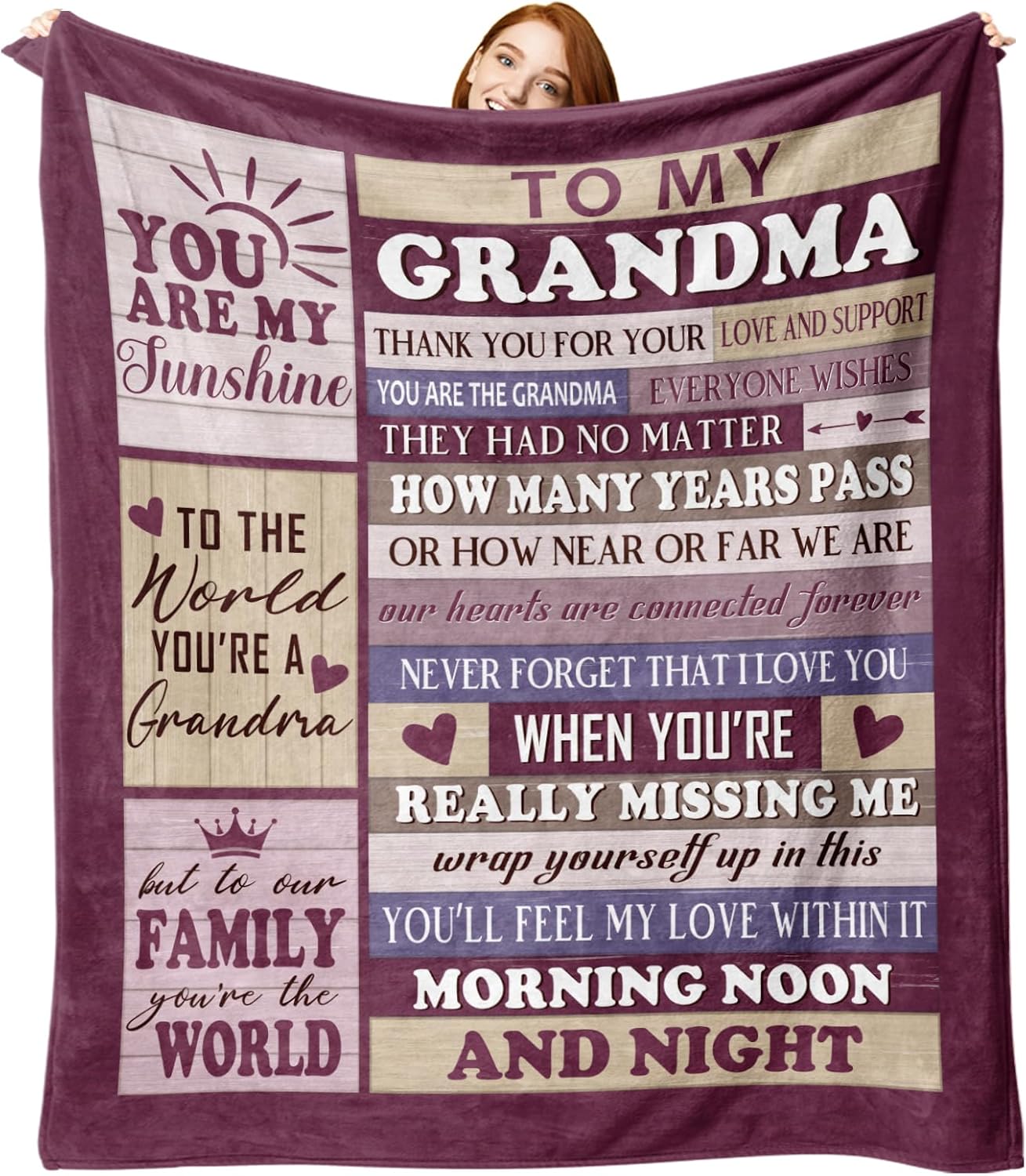 Gifts for Grandma from Granddaughter Grandson Grandkids Flannel Throw Blanket, Mothers Day Birthday Ideas for Grandmother, Farmhouse Blankets Present for Women Nana 50" x 60"
