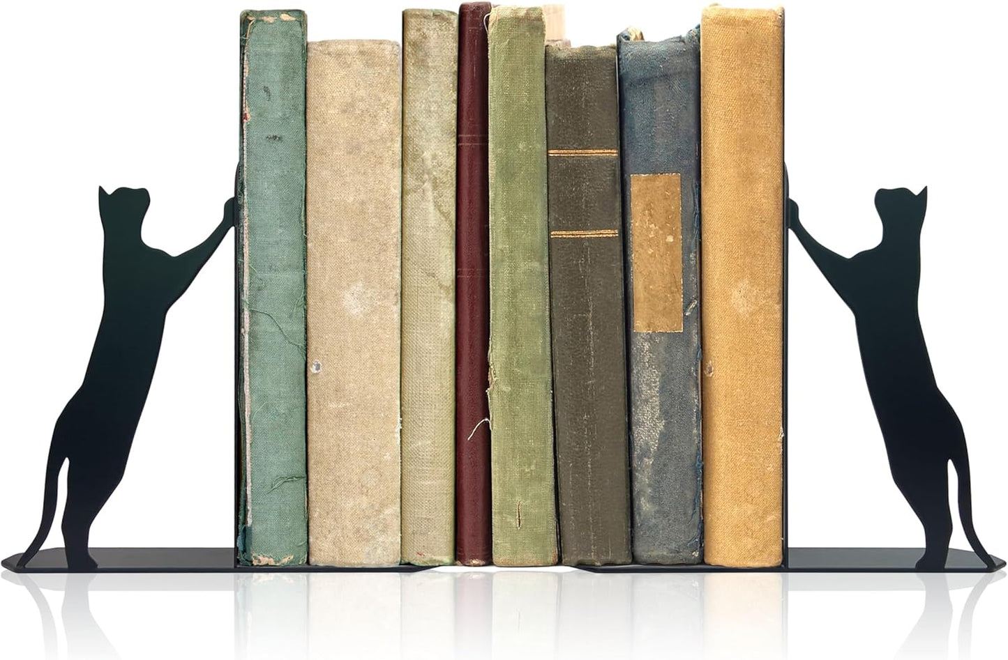 Cat Metal Bookends Cute Climbing Cat Book Ends for Shelves Bookshelf Decorative Objects Home Office Desk Nice Cat Lover Gifts for Women