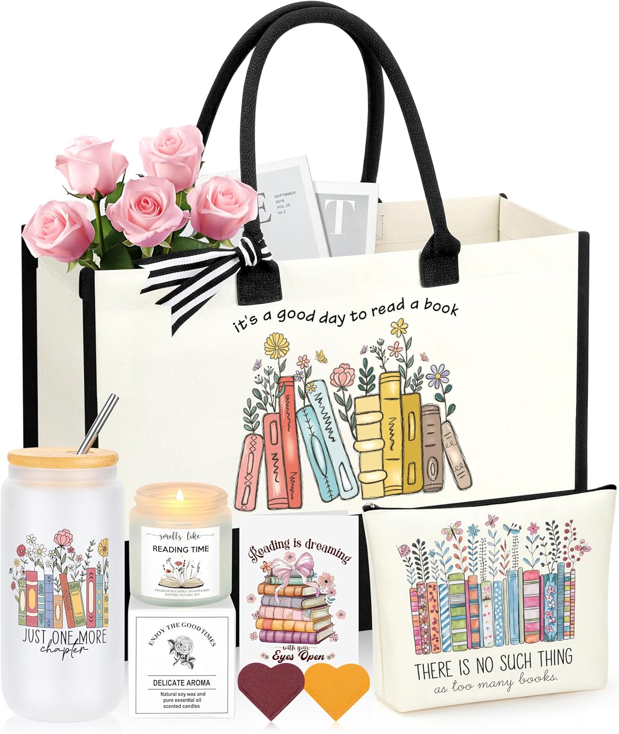 JoycuFF Book Lovers Gifts, Book Accessories Bookish Christmas Gifts for Books Lovers Women, Librarian Club Gift for Readers Bookworms