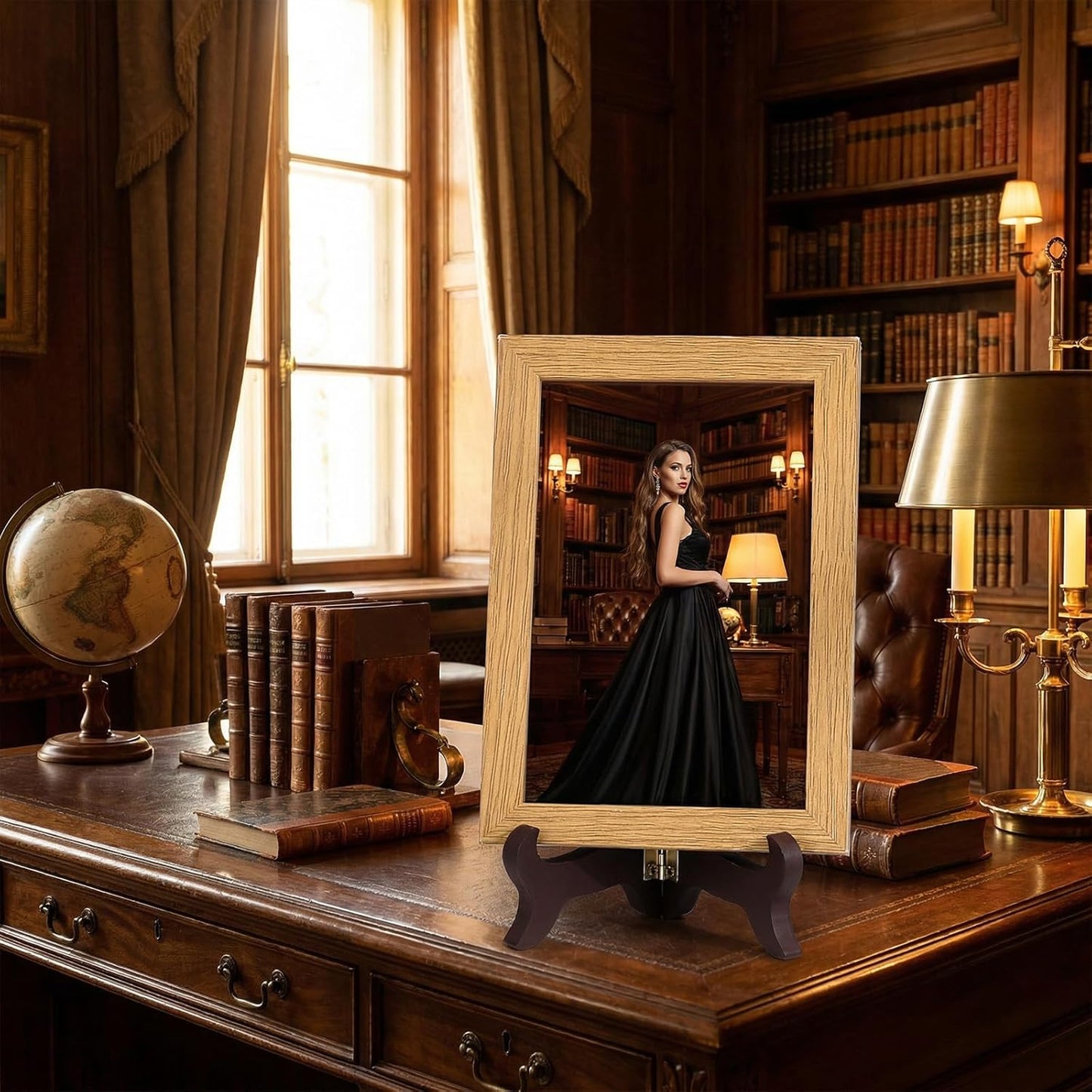 2 Pcs Wooden Plate Stands for Display, 4" Folding Decorative Plate Holder, Vintage Brown Picture Frame Stand, Small Book Stands for Display Picture Frame Book Dish Artwork Easels