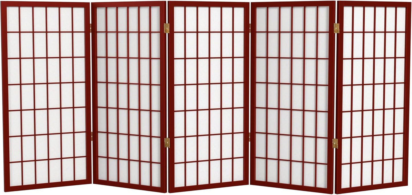 3 ft. Short Window Pane Shoji Screen - Rosewood - 5 Panels