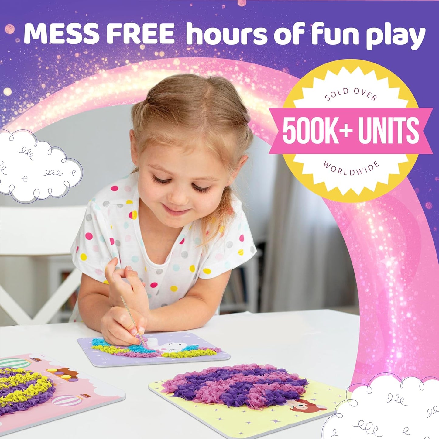 jackinthebox Poke Poke Art – Magical Theme, Mess-Free Fabric Art and Craft, Flower Pressing Kits, Gift for Kids, Girl Gifts, DIY Activity Boy Gift, Easter Gift for Girls and Boys Ages 4 5 6 7 8