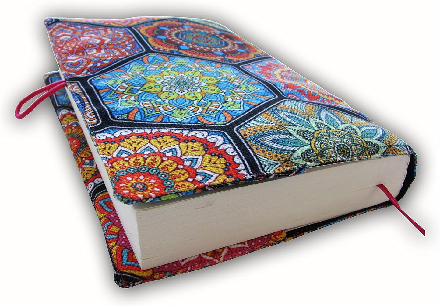 Book Cover for Novel, Ethnic Ottoman Pink Pattern Book Cover, Washable Cloth Hardcover for Paperback - Padded Book Sleeve Cover for Adult 5.5" x 8"