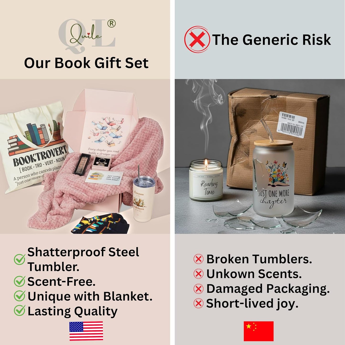 Luxury Book Lover Gifts for Women Readers - 8pc Bookish Gift with Premium Blanket & Shatterproof Steel Tumbler, Librarian Bookworm & Book Club Theme Birthday Present, Mother's Day Reading Gifts