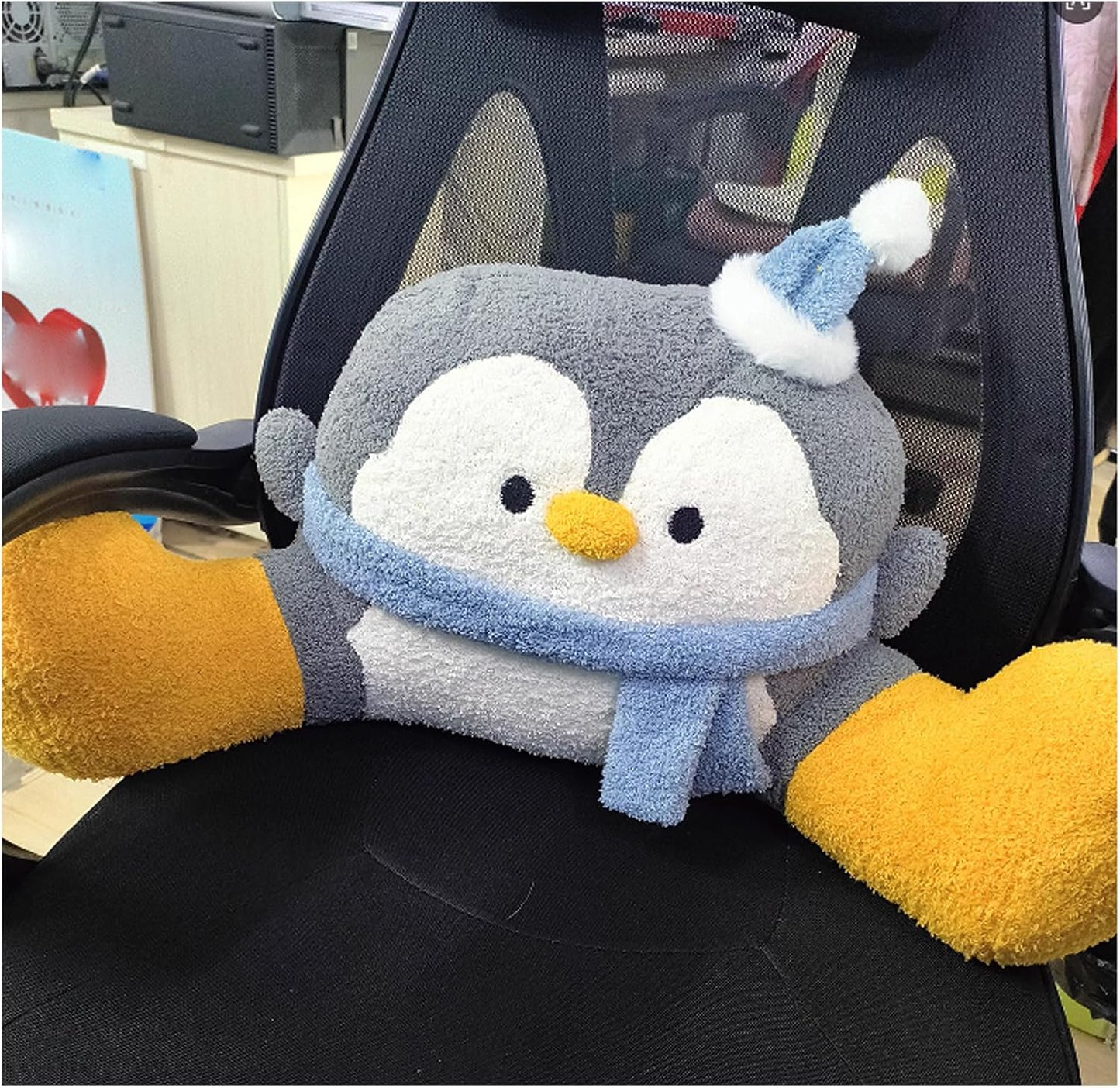 Reading Pillow for Bed,Backrest Pillow for Sitting in Bed,Back Support Cushion,Penguin Reading Pillow for Sofa (Gray, L: 31 * 17inches)