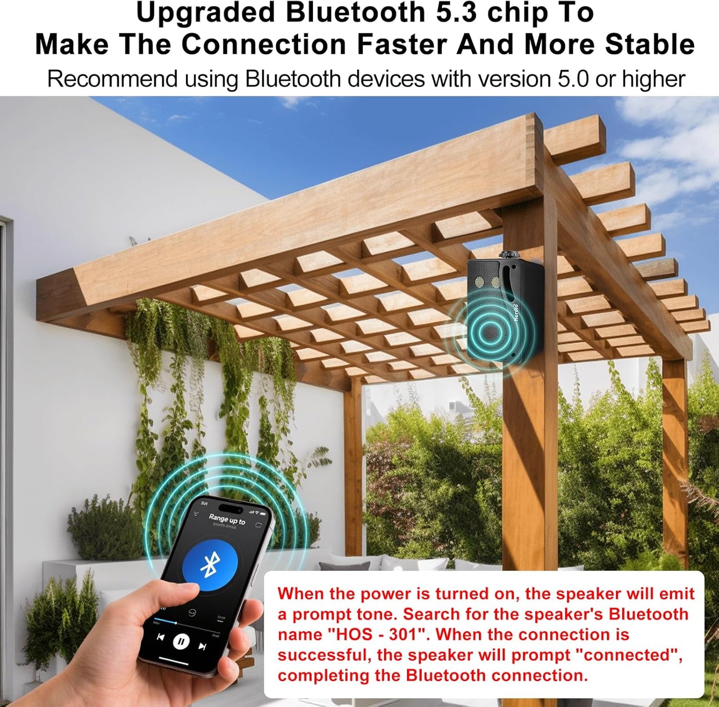 Herdio 3.5" Outdoor Bluetooth Speakers Wired Waterproof, 200W 3 Way Upgrade Premium Wall Mount Speakers, Durable Mountable Loud Sound System for Patio Indoor Deck Garage (Black Pair)
