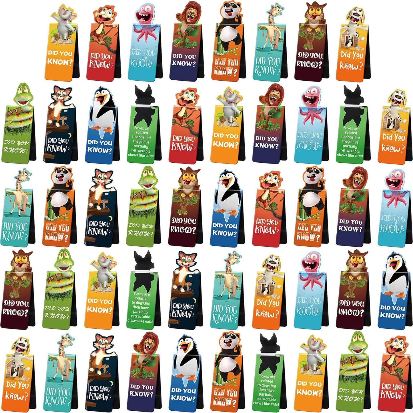 Sepamoon 48 Pcs Magnetic Bookmarks Bulk Magnetic Page Clips Cute Magnet Page for Valentines Markers Funny Animal Bookmarks Book Lovers Gifts for Reading Party Favor Students Teachers (Animal Style)