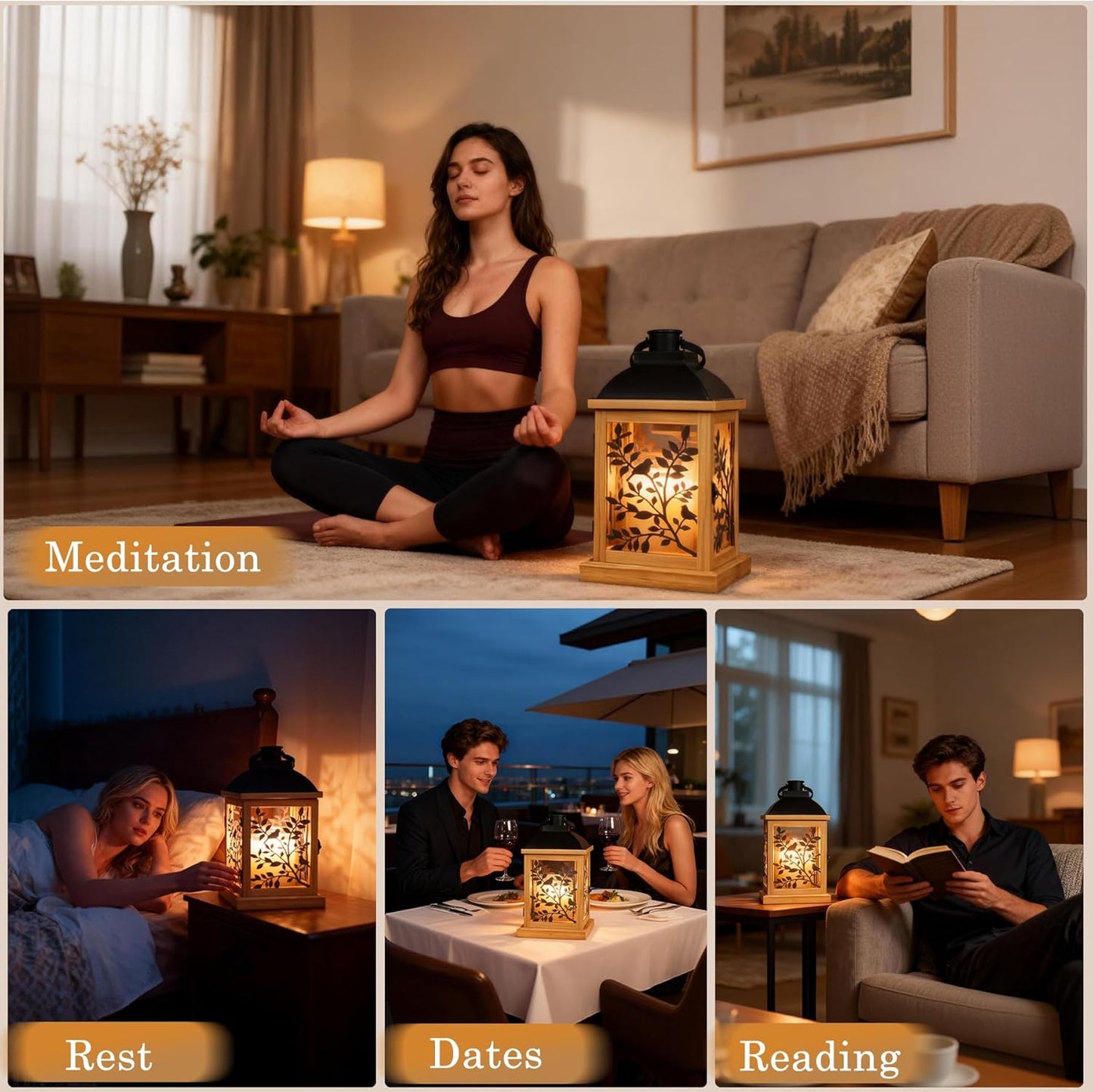 Candle Warmer Lamp, with Timer and 2 Bulbs Dimmer Farmhouse Lantern for Top-Down Adjustable Candle Warmer, Electric Lamp for Jar Candles, Auto Shut Off Home Decor Gift for Women (Handmade Wood)