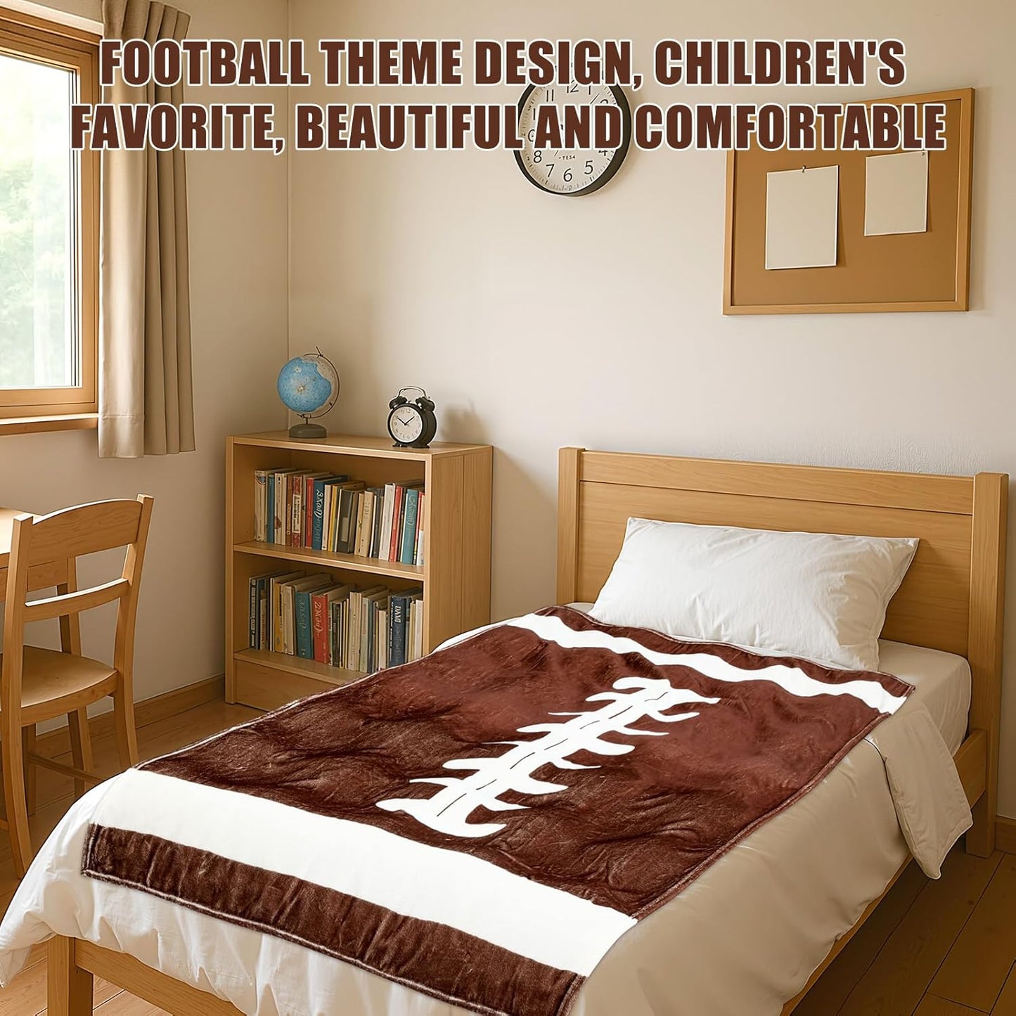 1 Pcs Football Flannel Blanket 40"x60" Football Fleece Throw Blanket for Teen Team Coach Gifts Ball Themed Accessories Decoration for Sport Lovers Birthday Christmas Adult Gift Favors
