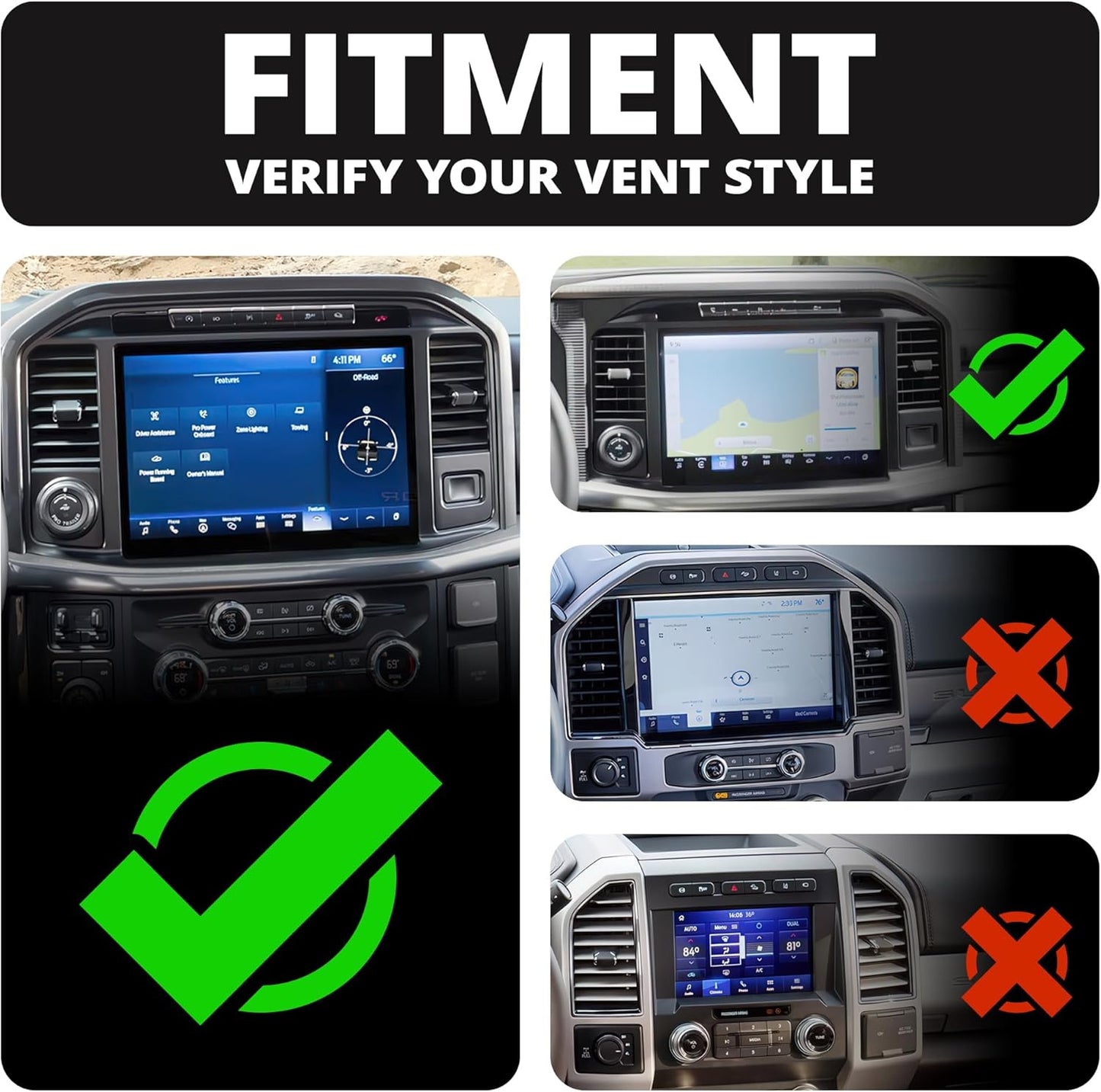 Tackform Link Vent Mount Magnetic Phone Holder - Compatible with '21-'25 Ford F150 & Raptor, '23-'25 Ford Super Duty | Aluminum Base | Short Reach | NOT Compatible with MagSafe