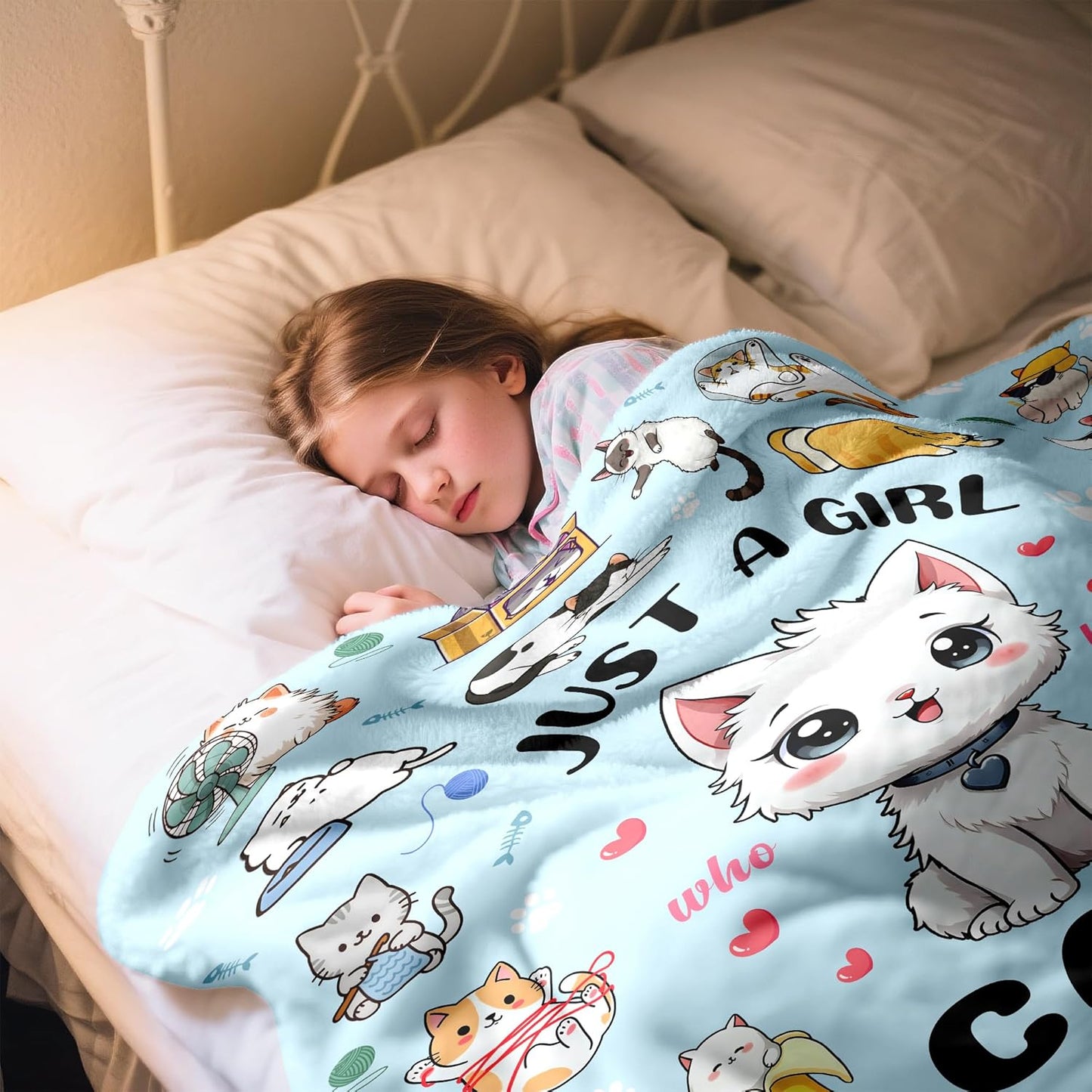 Cat Blanket Gifts for Cat Lovers Soft Flannel Cats Throw Blanket Bedding Decor for Kids Girls Women Adults 50"x40"