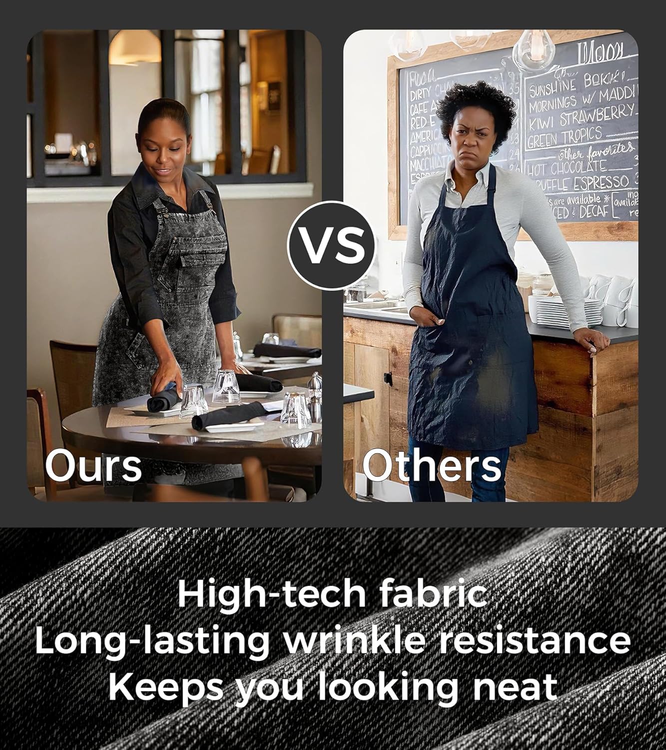 Denim Apron with Pockets for Hair Stylist Gardening Craftsmen Barista Women Hairdresser Jean Work Apron Cross Straps