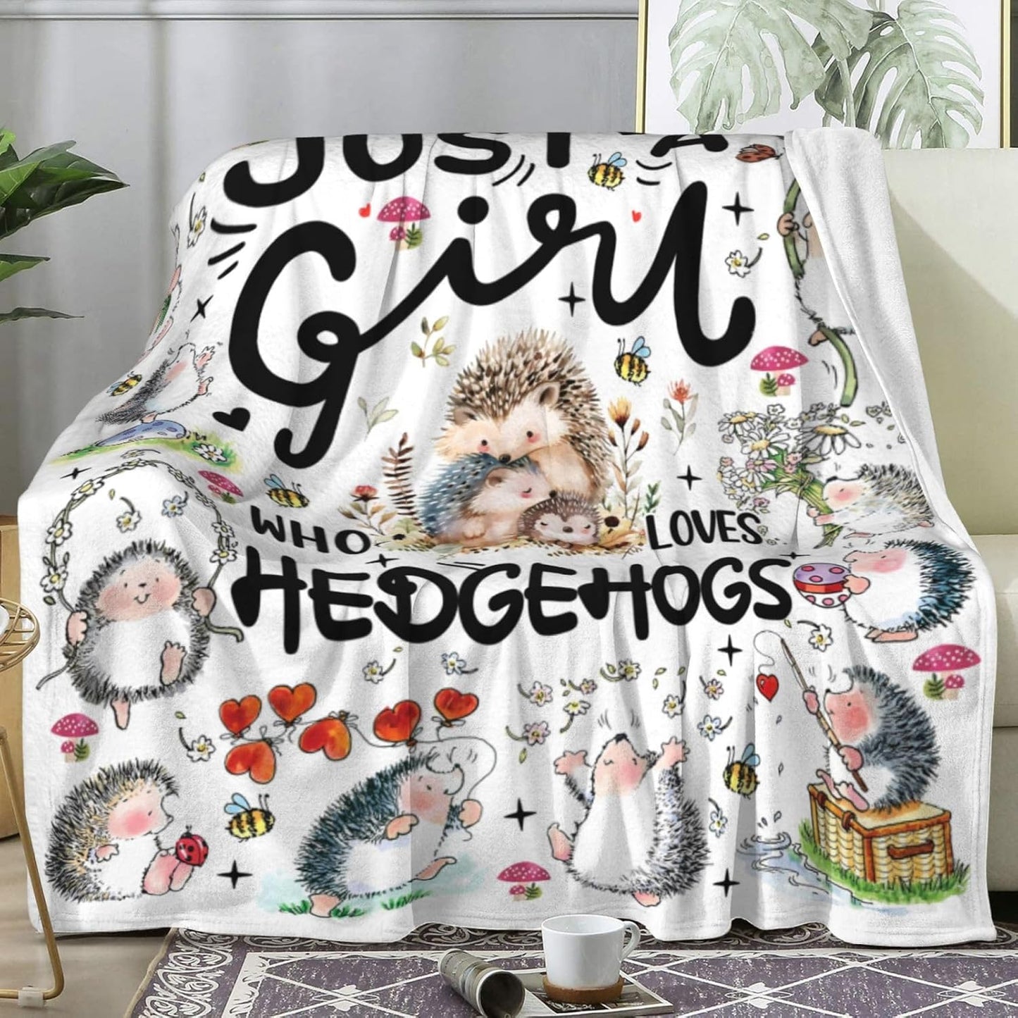 Cute Hedgehogs Blanket Gifts for Hedgehog Lovers,Cute Animal Throw Blankets Cute Hedgehogs Gifts for Girls Women 50"X40"