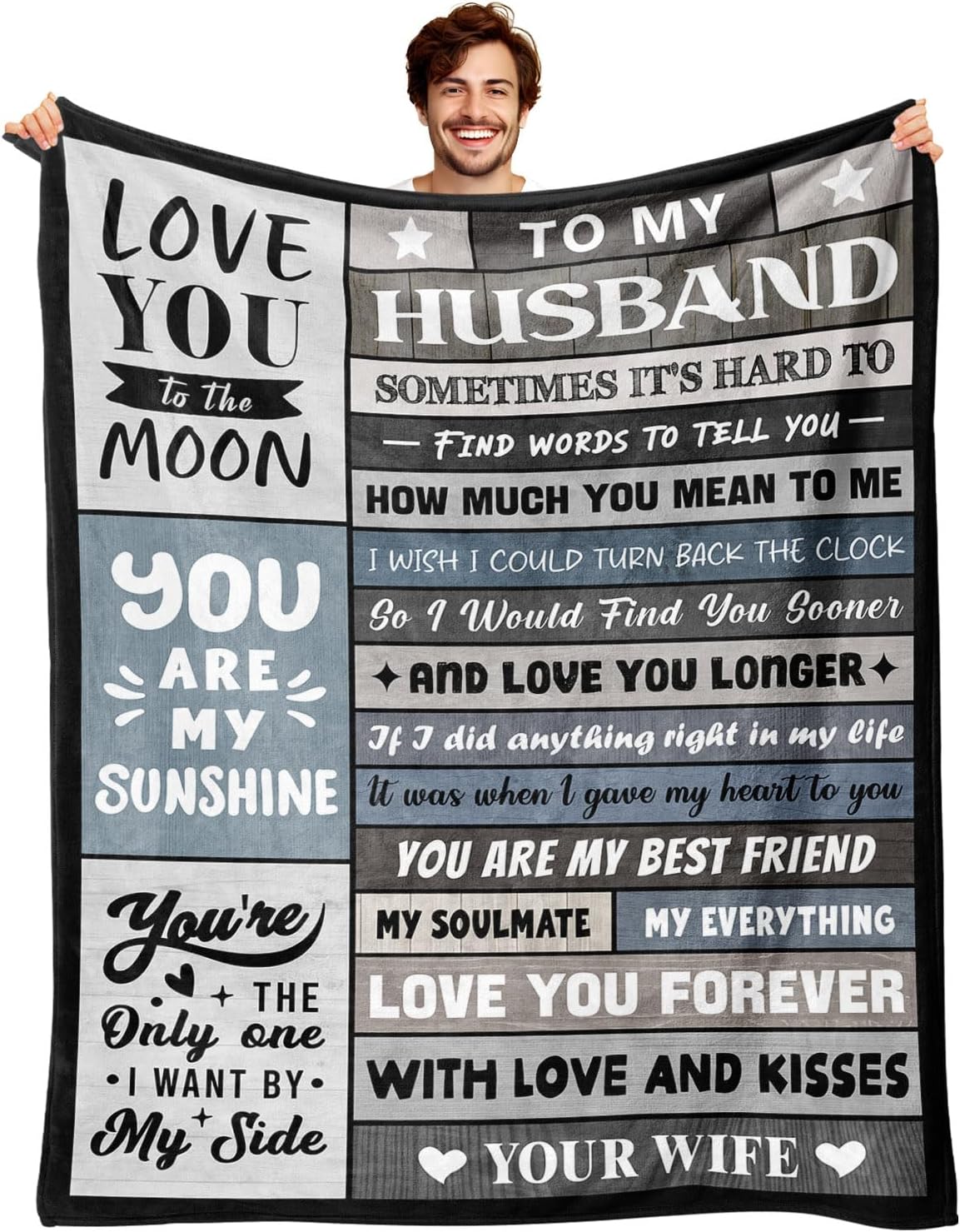 Husband Birthday Gifts - Unique Wedding Anniversary Romantic Gifts for Husband from Wife - Fathers Day Christmas Valentines Day Birthday Presents for Him - to My Man Blanket 60"x80"