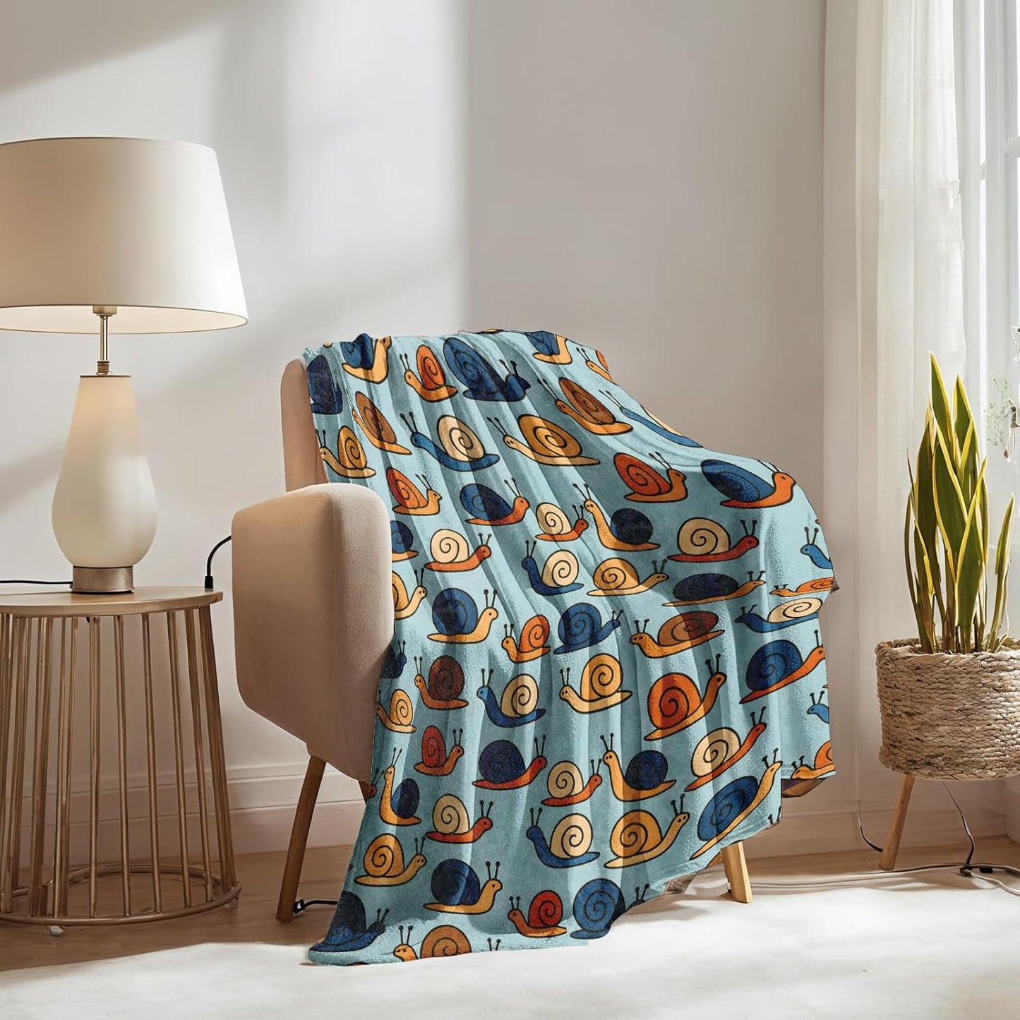 Snail Pattern Blanket Gifts for Boys Girls Kids, Colorful Cartoon Snail Warm Soft Flannel Throw Blankets for Bedroom, Travel, Sofa, Room, Birthday Christmas Spring Decor, 50x60 in