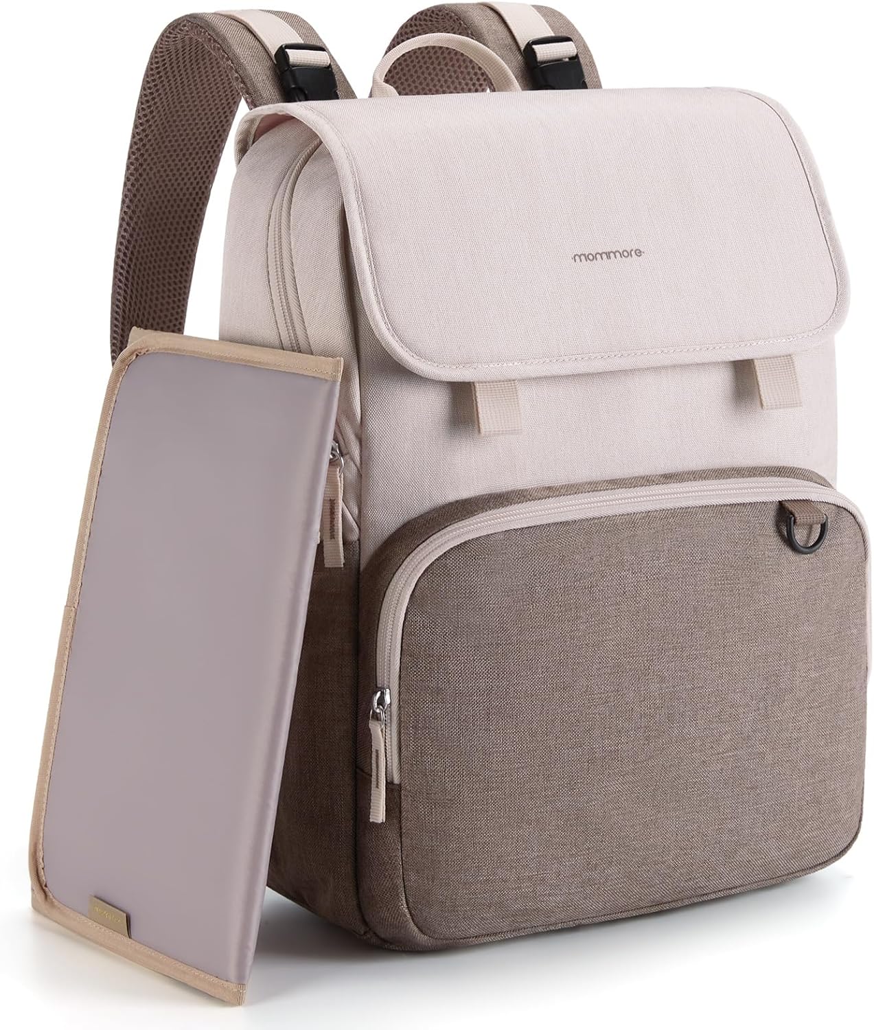 mommore Diaper Bag Backpack Unisex Baby Bag Large Diaper Bag with Changing Pad, Insulated Pockets, Stroller Buckles, Durable Travel Backpack with Luggage Strap