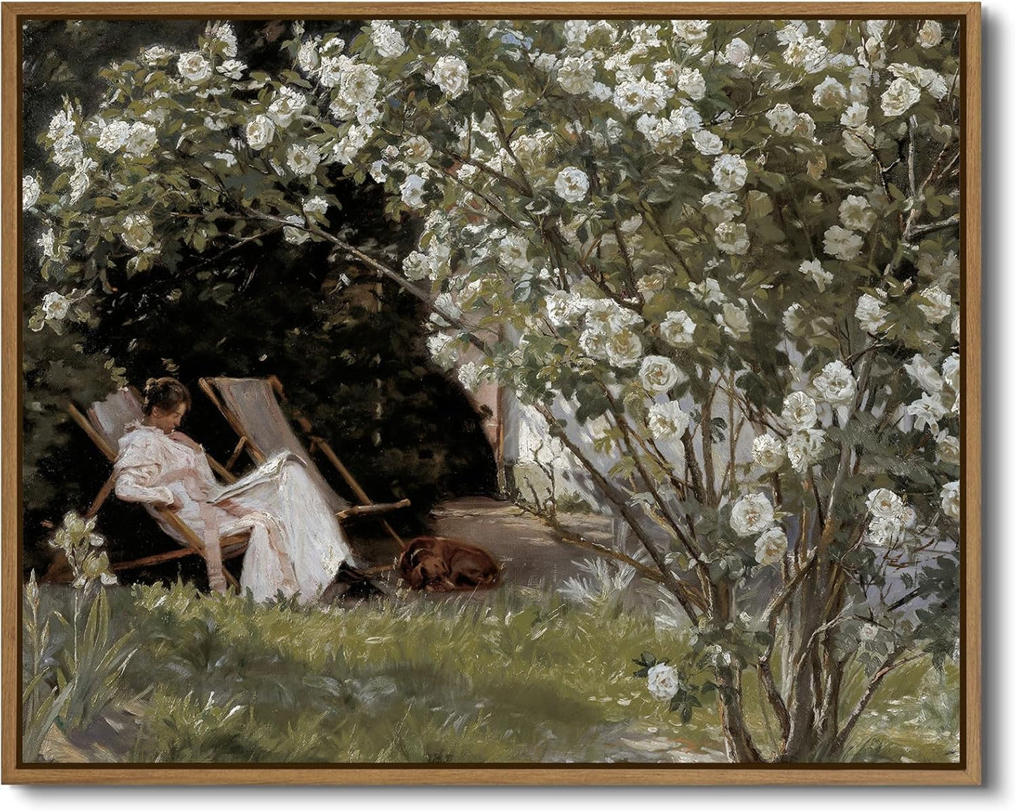 LHZSJWDCCR Vintage Flower Wall Art Women Reading Book Canvas Painting Prints Flower Garden Posters Wall Decor Farmhouse Aesthetic Artwork Framed and Ready to Hang for Home Office Decoration, 8x10 Inch