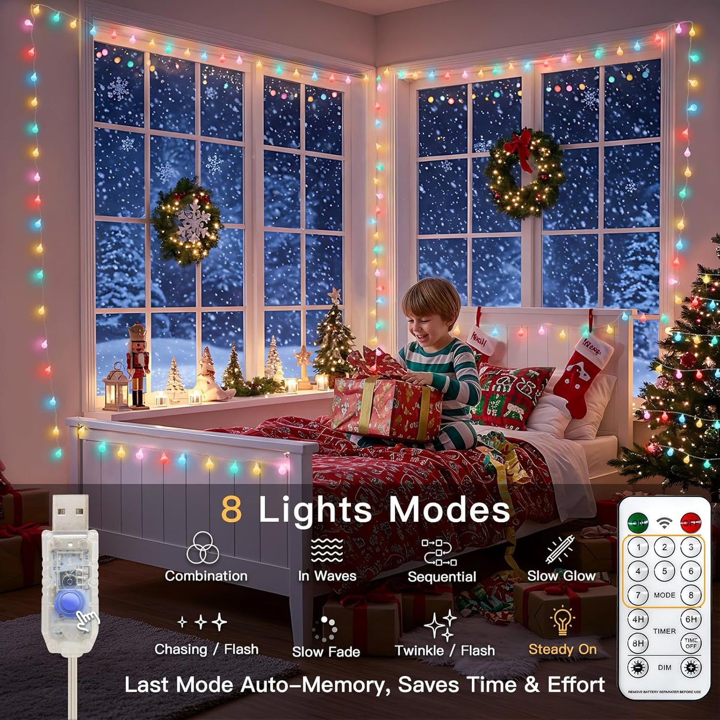 suddus Easter Lights Plug in, 33ft 100 Led USB Pastel String Lights with Timer, Globe String Lights Indoor for Classroom, Dorm, Party, Room, Outdoor, Tree, Patio, Garden, Spring Decoration