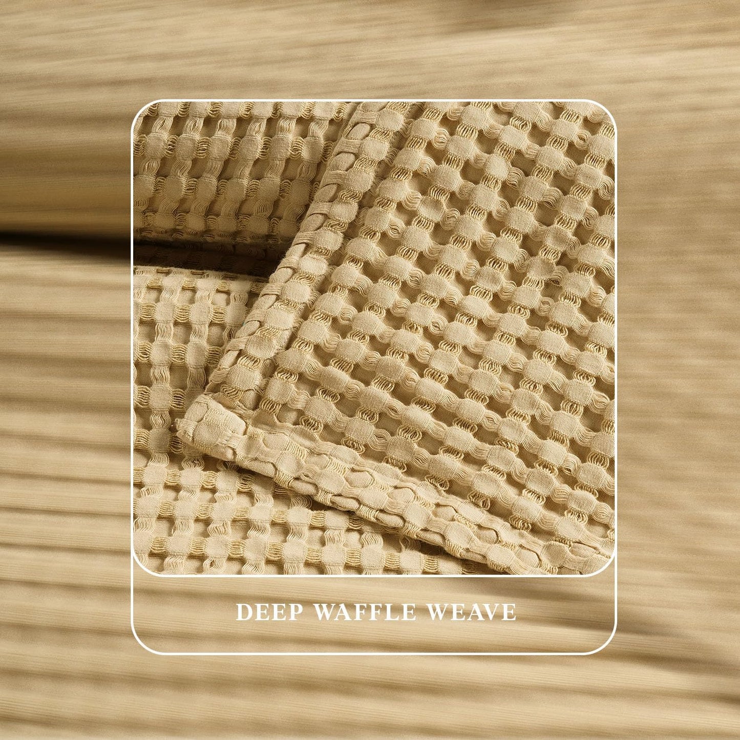 Threadmill Cooling Waffle Blanket King Size | Breathable, Lightweight and Cooling | Made from Rayon Derived from Bamboo | Waffle Throw Blanket for Couch and Sofa | 106 x 92 Inches | Beige