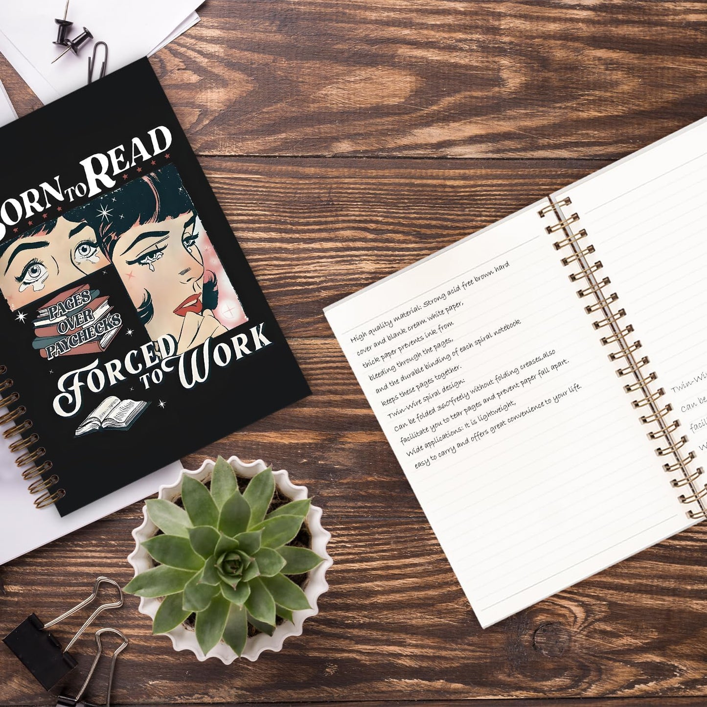 Book Club Journal, Book Tracker Journal for Books Lovers, Reading Journals Notebook, Bookish Reader Gifts for Women, Born to Read Forced to Work Spiral Notebook 5.5x8.3