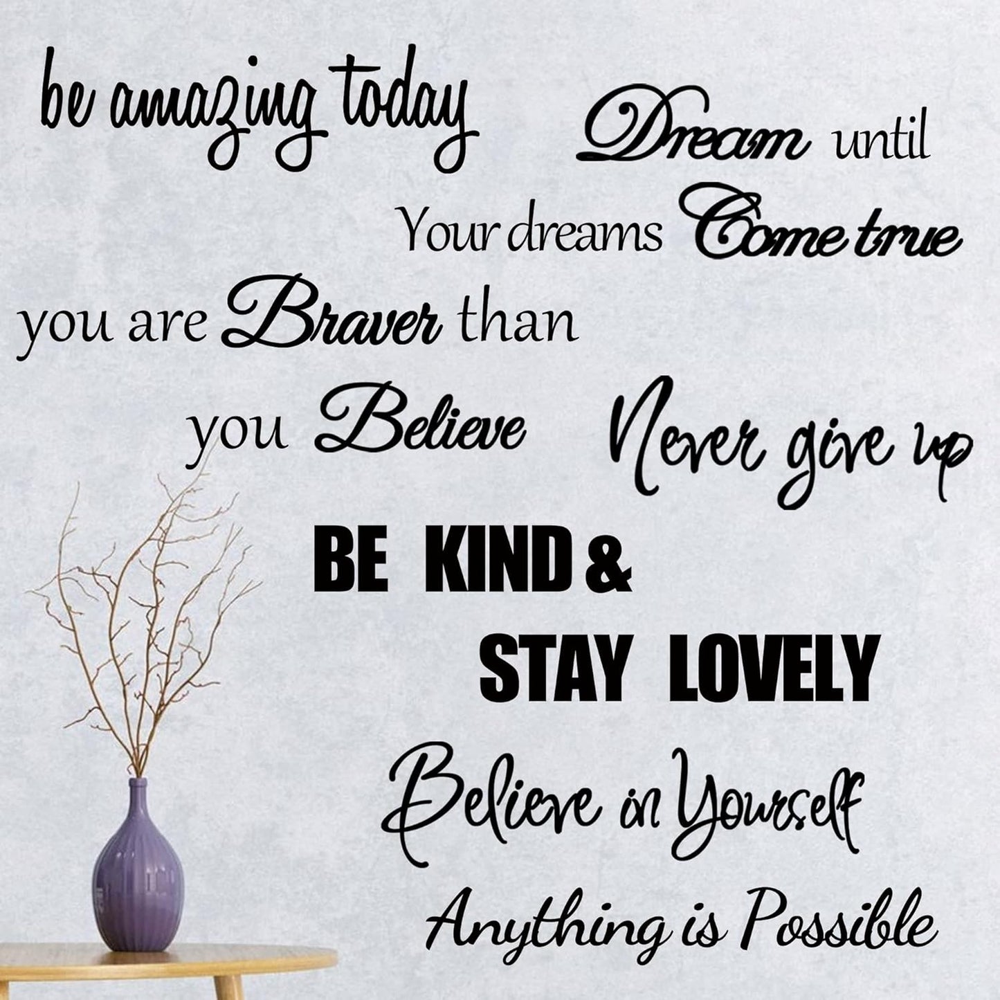 Inspirational Quotes & Motivational Sayings Wall Decals - Vinyl Positive Word Wall Stickers for Woman, Girls & Living Room Decor